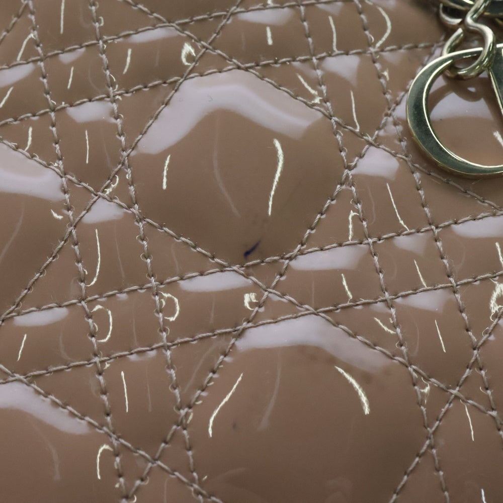 DIOR(ディオール) Lady Dior レディディオール カナージュ ミニ パテントレザー 2WAY ショルダー ハンドバッグ レディース ベージュ