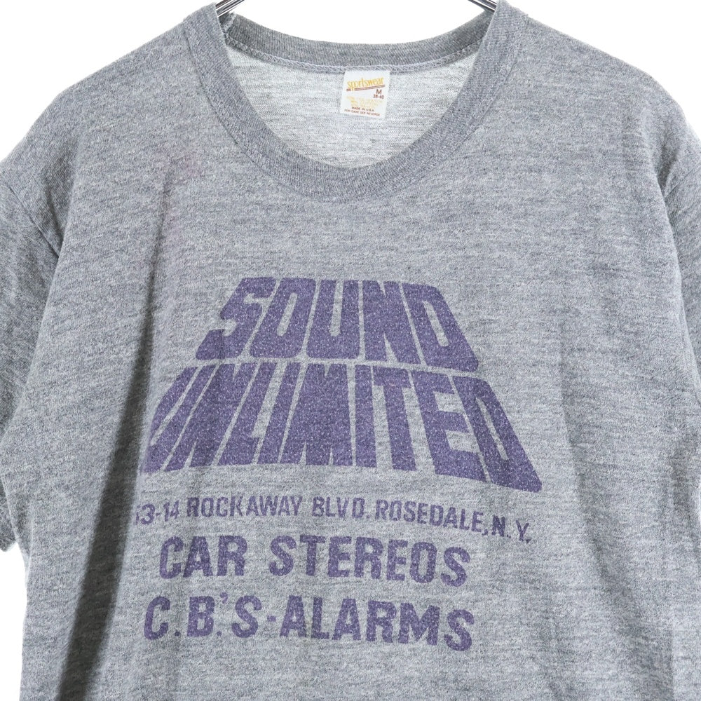 VINTAGE(ヴィンテージ) 80S SPORTWEAR USA製 霜降り プリント 半袖Tシャツ グレー