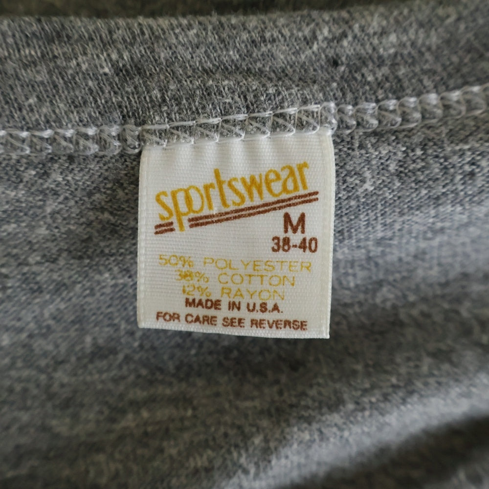 VINTAGE(ヴィンテージ) 80S SPORTWEAR USA製 霜降り プリント 半袖Tシャツ グレー