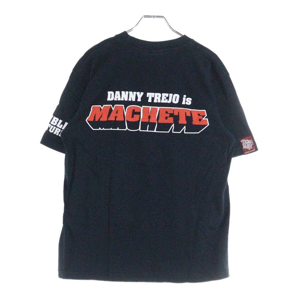 NO BRAND(ノーブランド) MACHETE フェイスプリント 半袖Tシャツ ネイビー
