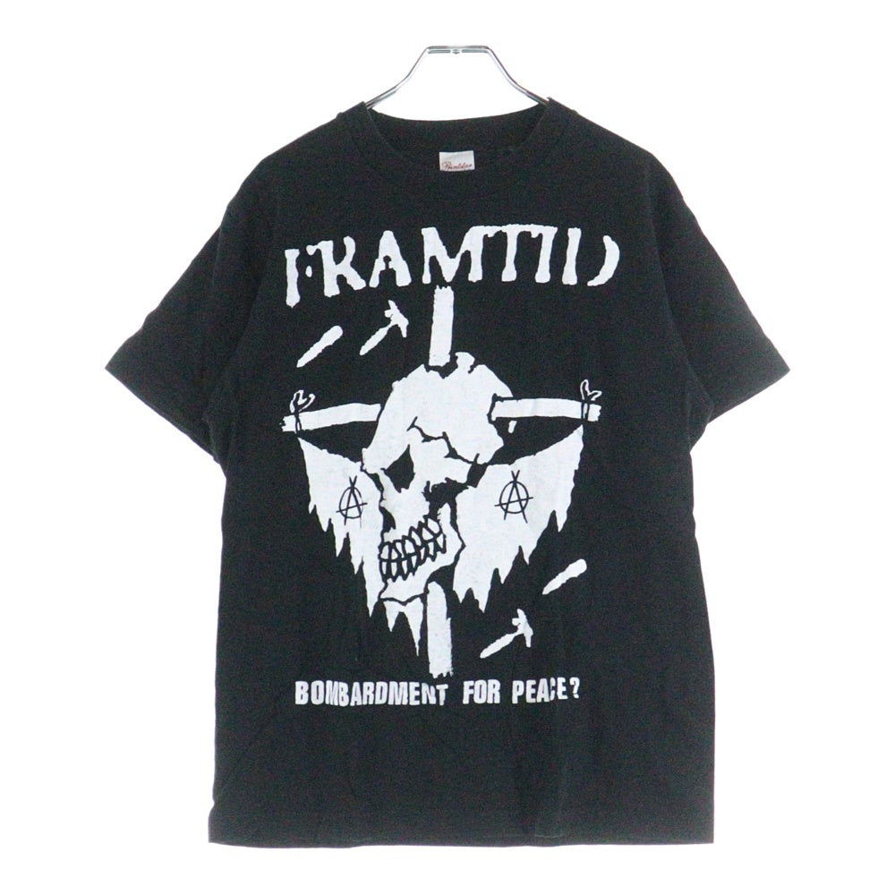 NO BRAND(ノーブランド) FRAMTID スカルプリント 半袖Tシャツ ブラック
