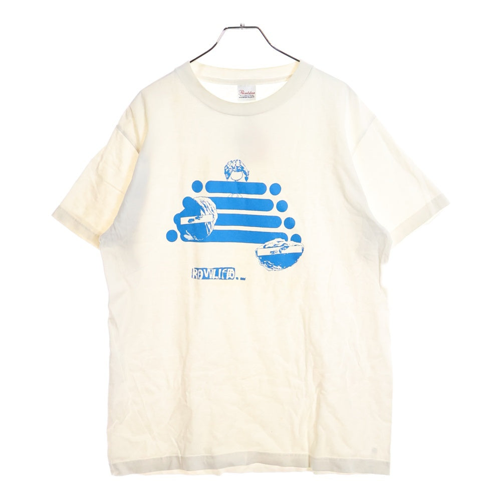 NO BRAND(ノーブランド) RAWLIFE 両面プリント 半袖Tシャツ ホワイト/ブルー
