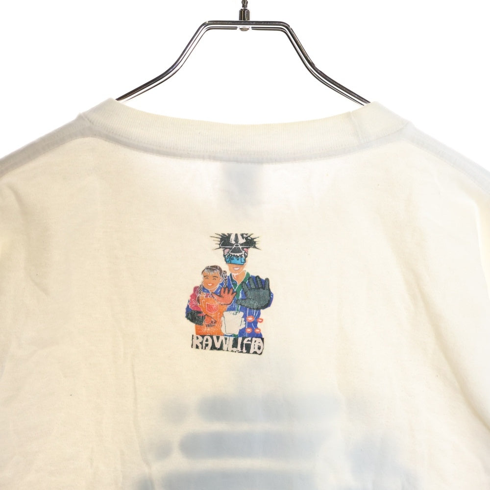 NO BRAND(ノーブランド) RAWLIFE 両面プリント 半袖Tシャツ ホワイト/ブルー