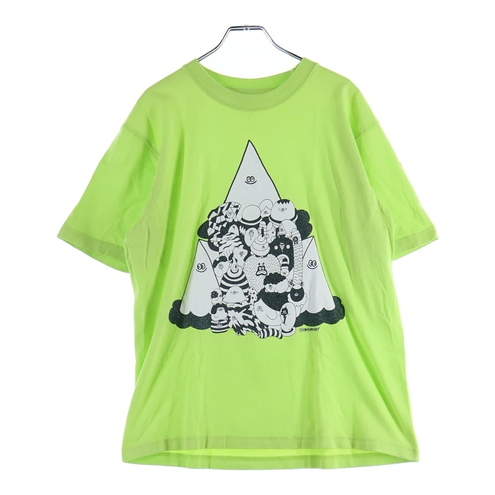 NO BRAND(ノーブランド) ヨシカワショウゴ フロントプリント 半袖Tシャツ ライトグリーン