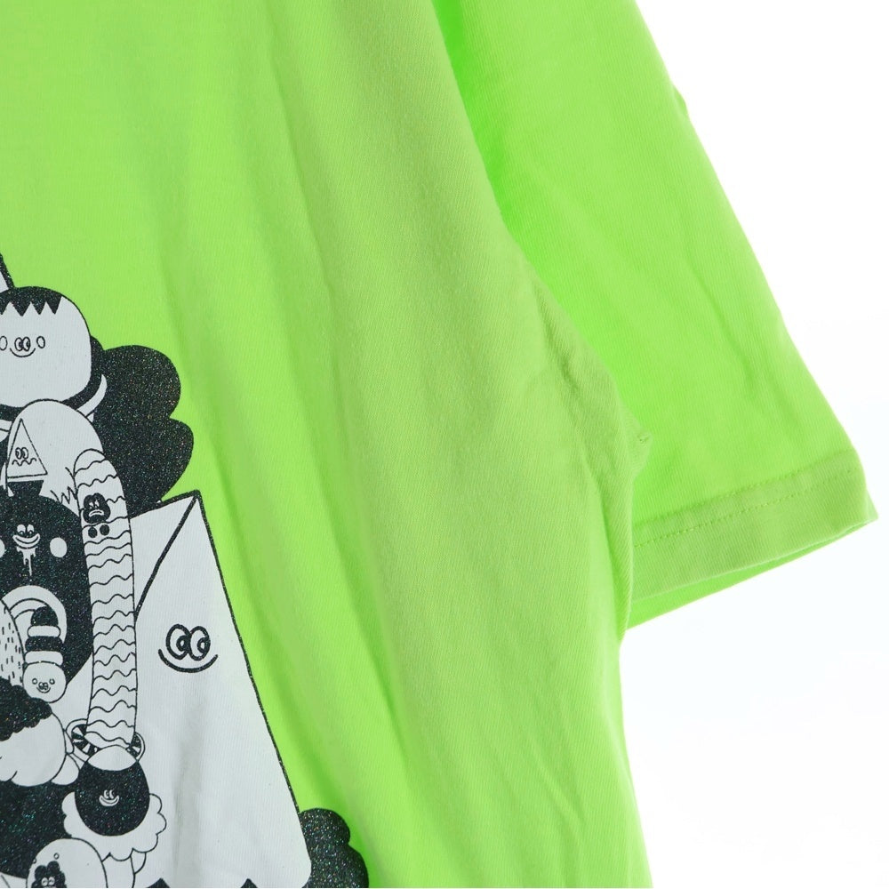 NO BRAND(ノーブランド) ヨシカワショウゴ フロントプリント 半袖Tシャツ ライトグリーン