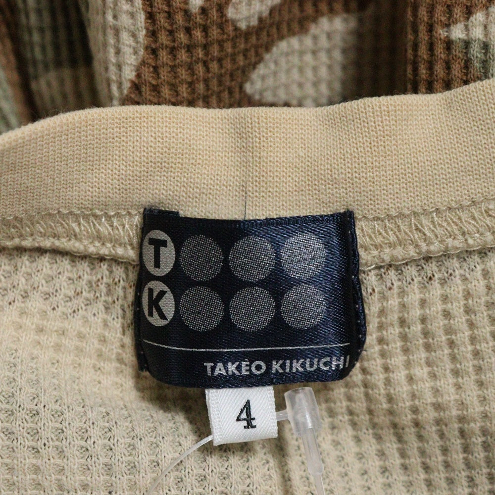 TAKEO KIKUCHI(タケオキクチ) カモ柄 ヘンリーネック ワッフル 長袖カットソー ブラウン