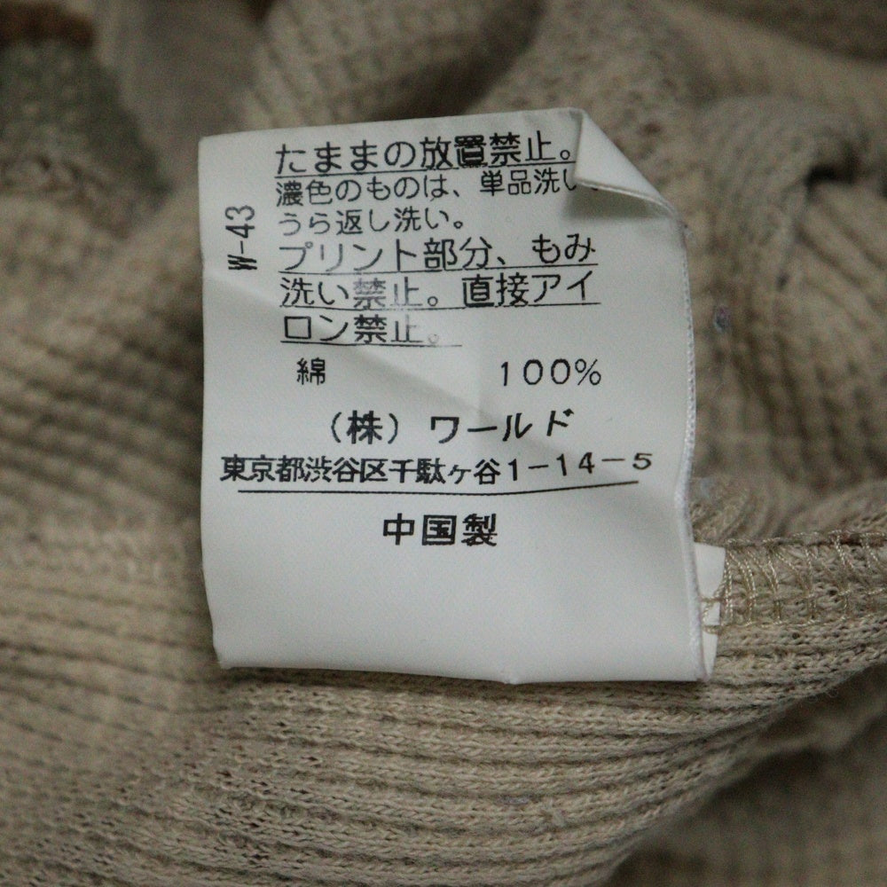 TAKEO KIKUCHI(タケオキクチ) カモ柄 ヘンリーネック ワッフル 長袖カットソー ブラウン