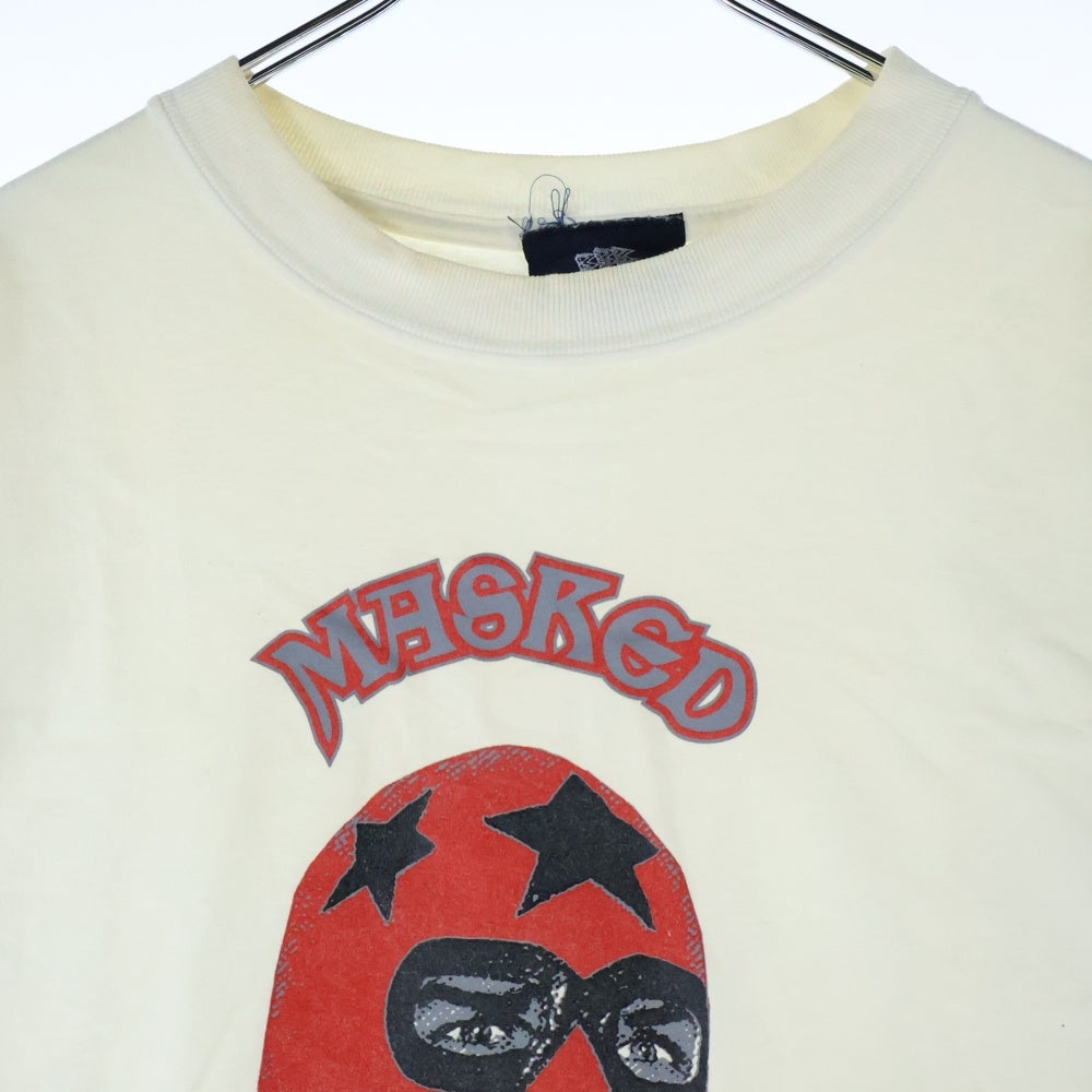 NO BRAND(ノーブランド) USA製 メキシコプロレス フェイスプリント 半袖Tシャツ ホワイト