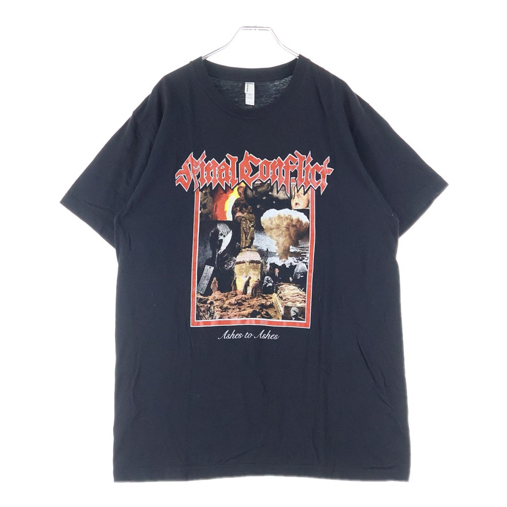 NO BRAND(ノーブランド) Ashes to Ashes USA製 フロントプリント 半袖Tシャツ ブラック