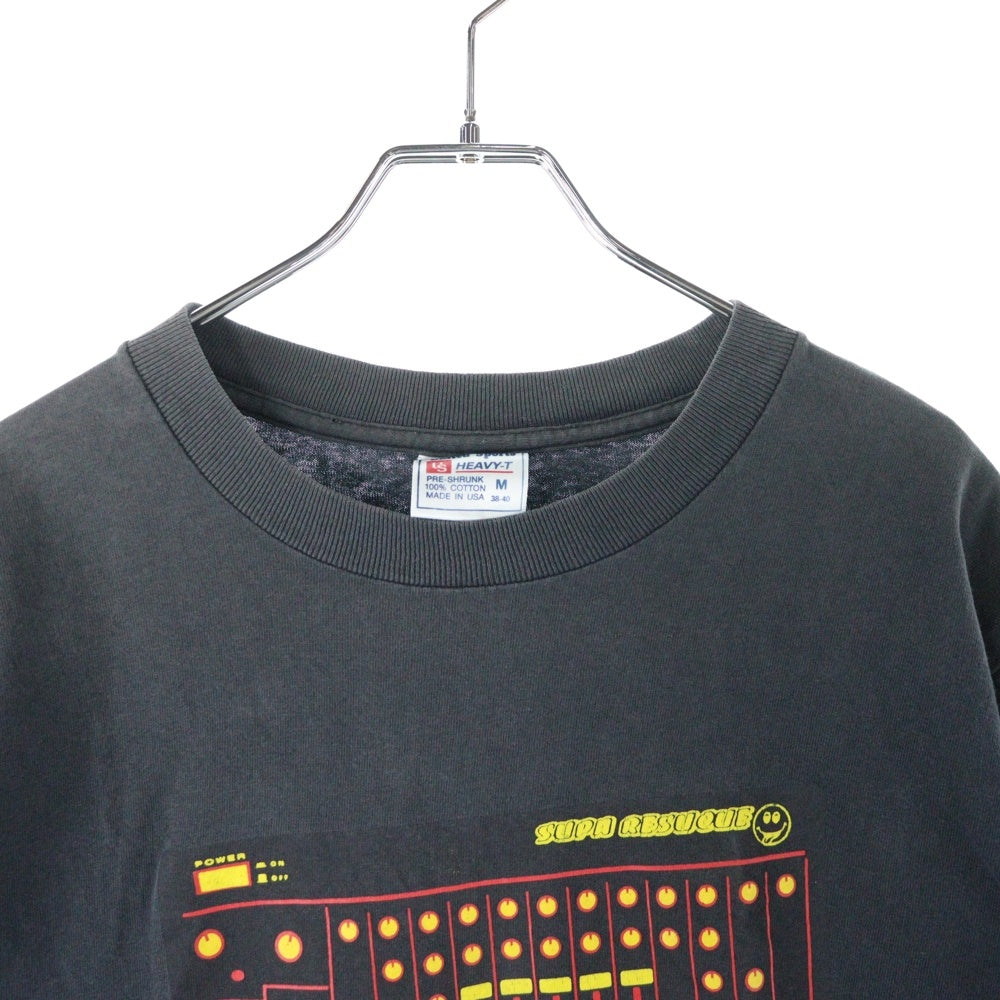 NO BRAND(ノーブランド) SUPA RESUQUE USA製 フロントプリント 半袖Tシャツ ブラック