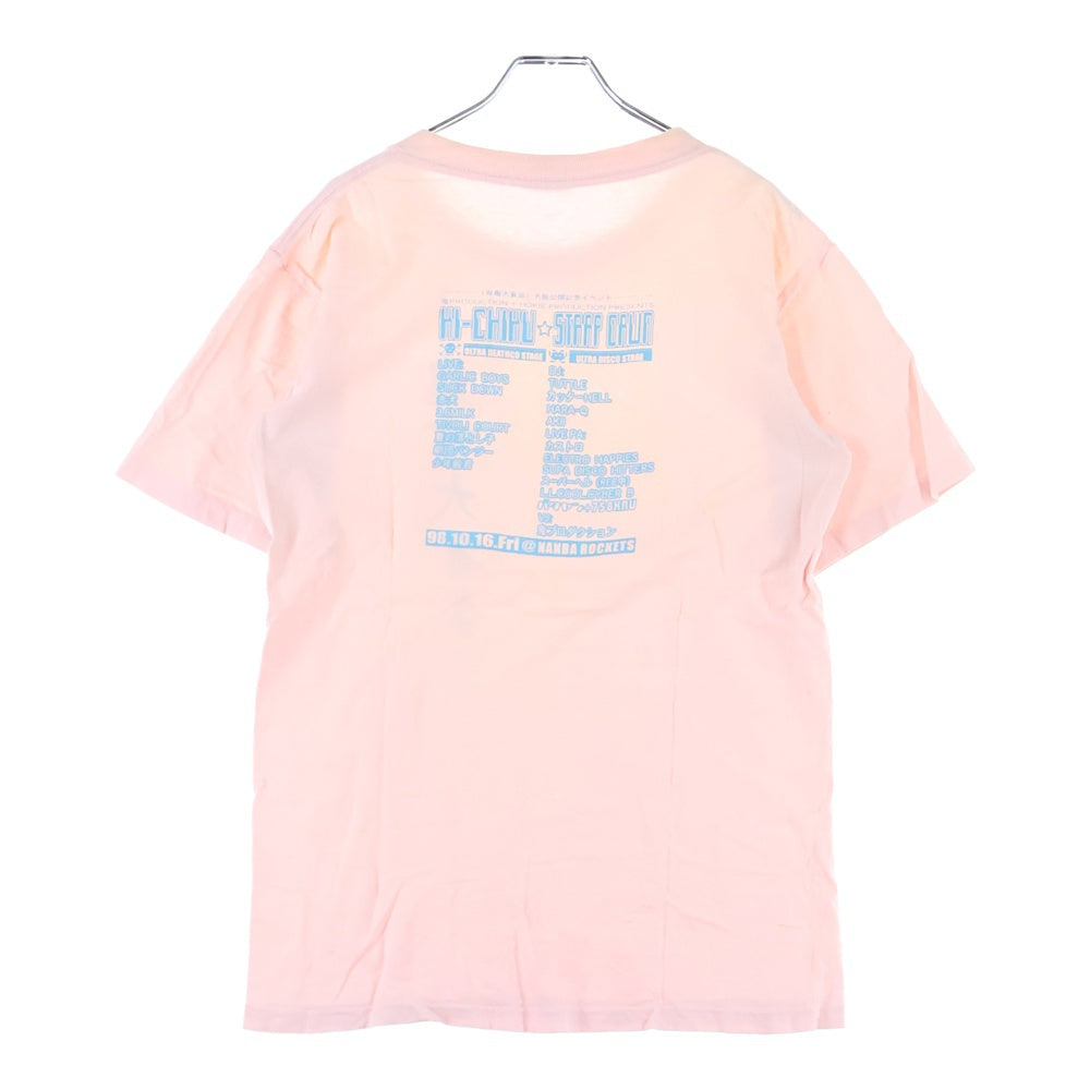 NO BRAND(ノーブランド) 鬼畜大宴会 USA製 裾シングル 半袖Tシャツ ピンク
