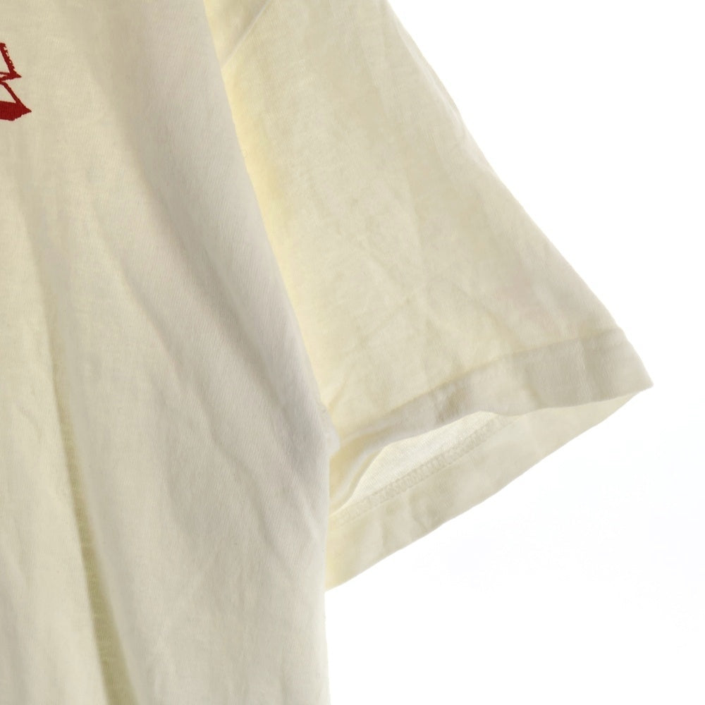 NO BRAND(ノーブランド) 浅草キッド 漫才プリント 半袖Tシャツ ホワイト/レッド