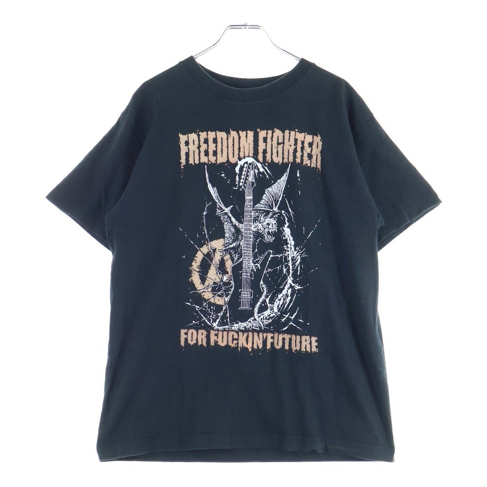 NO BRAND(ノーブランド) FREEDOM FIGHTER 両面プリント 半袖Tシャツ ブラック