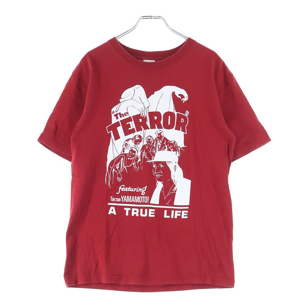 NO BRAND(ノーブランド) The TERROR ホンジュラス製 フロントプリント 半袖Tシャツ レッド