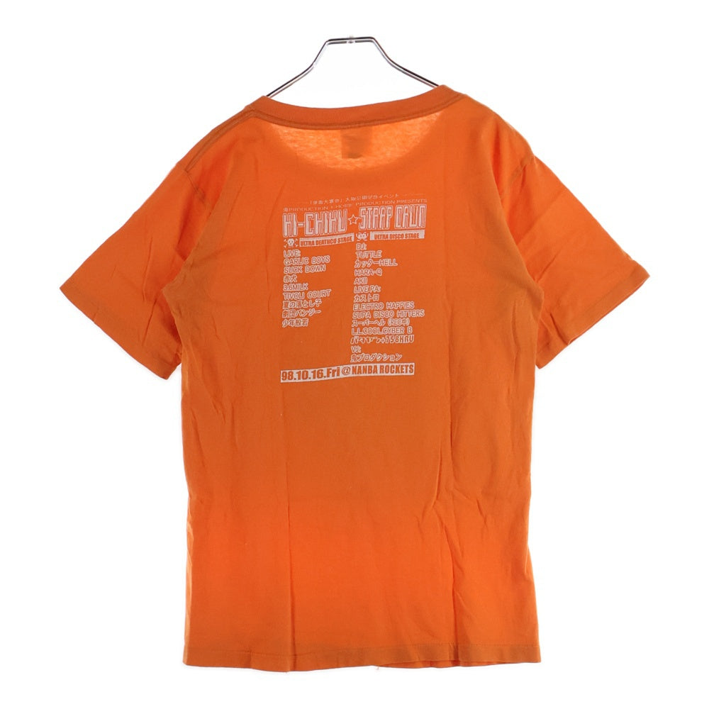 NO BRAND(ノーブランド) 鬼畜大宴会 USA製 裾シングル 半袖Tシャツ オレンジ