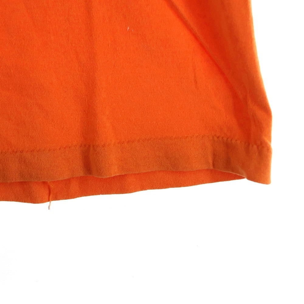 NO BRAND(ノーブランド) 鬼畜大宴会 USA製 裾シングル 半袖Tシャツ オレンジ