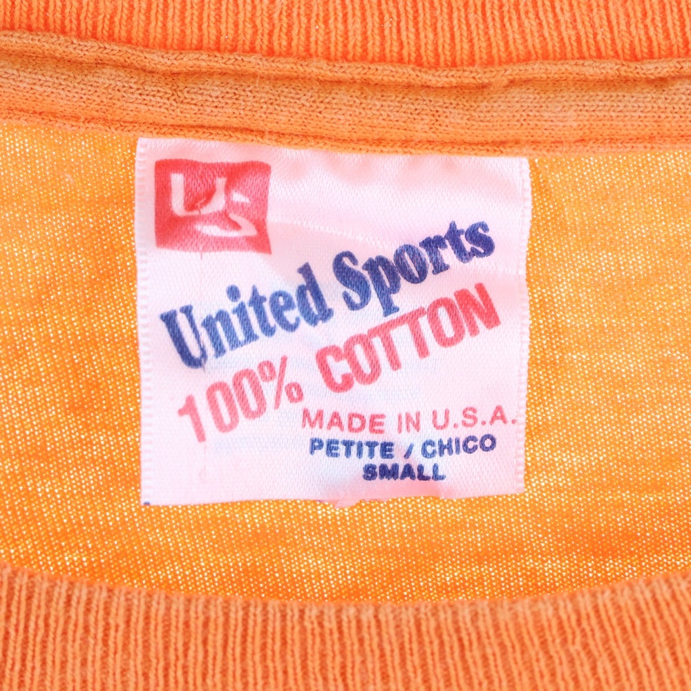 NO BRAND(ノーブランド) 鬼畜大宴会 USA製 裾シングル 半袖Tシャツ オレンジ