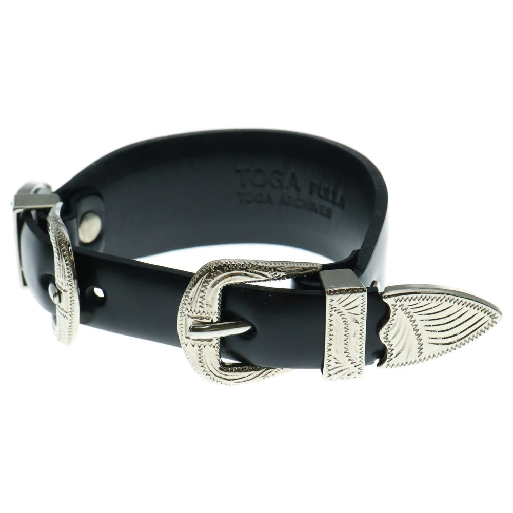 TOGA PULLA(トーガ プルラ) TP21‐AK527 DOUBLE BUCKLE BANGLE ダブル バックル バングル ブレスレット シルバー/ブラック