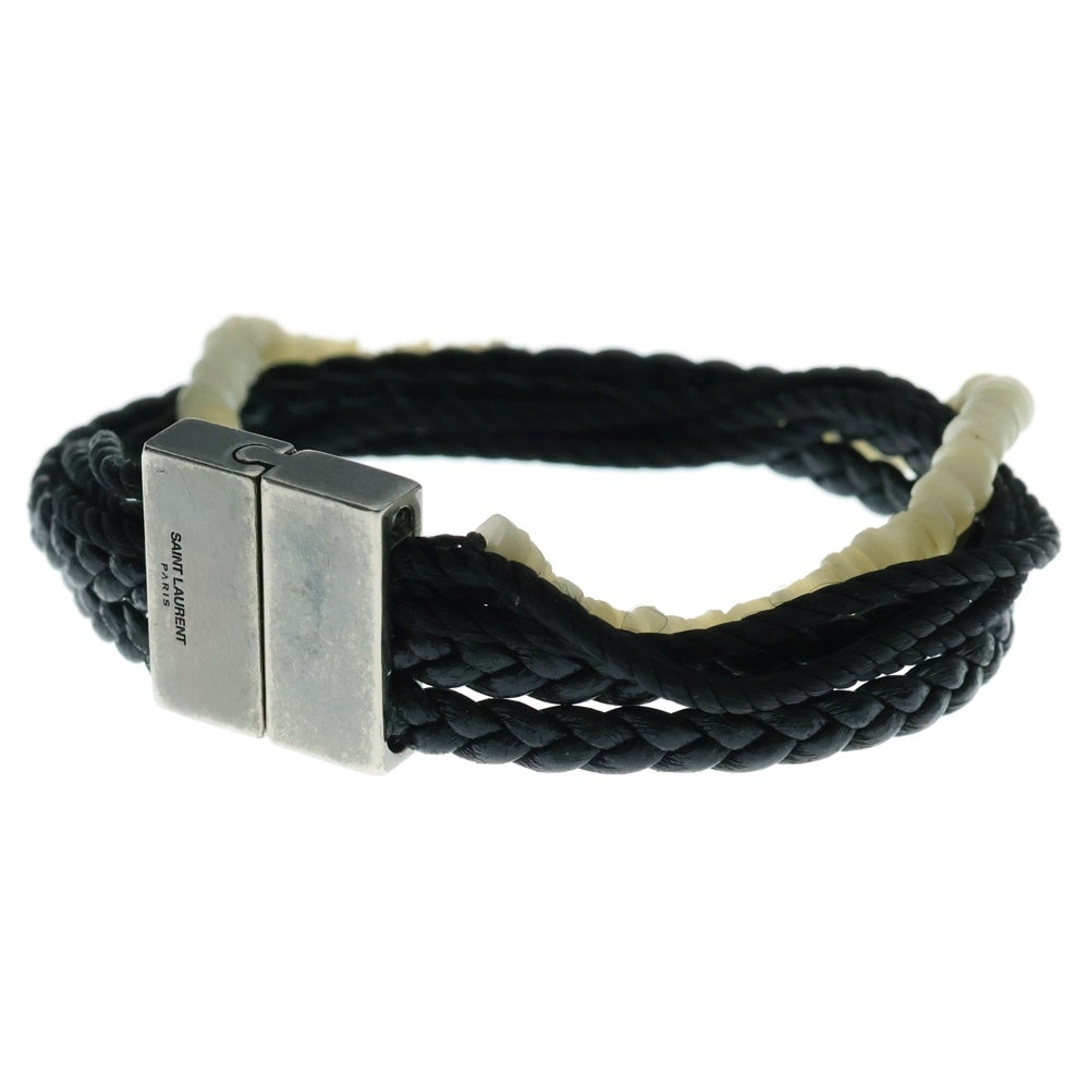 SAINT LAURENT PARIS(サンローランパリ) 649762 レザーブレスレット ブラック