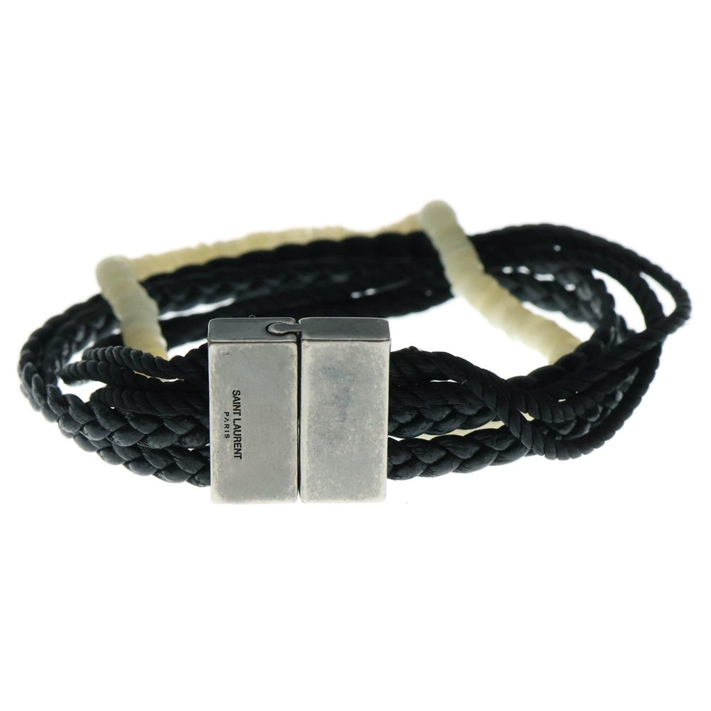SAINT LAURENT PARIS(サンローランパリ) 649762 レザーブレスレット ブラック