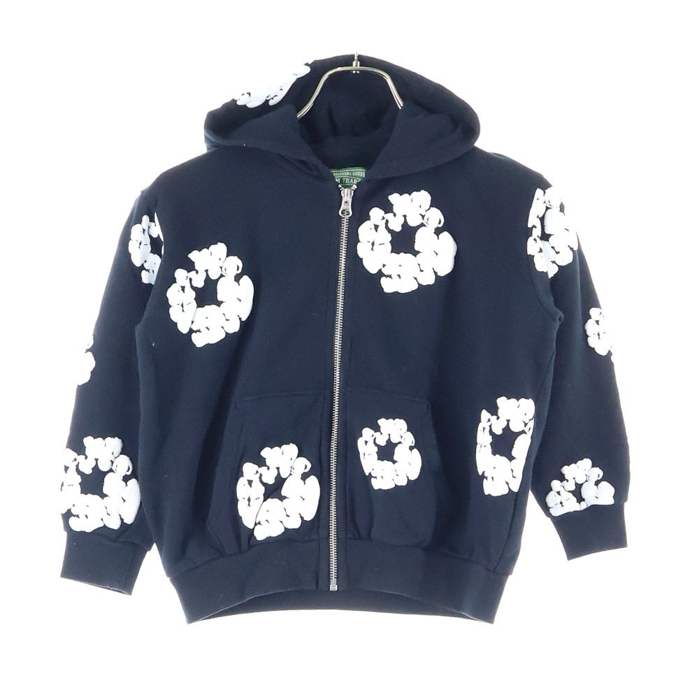 DENIM TEARS(デニムティアーズ) 25SS KIDS WREATH ZIP HOODIE キッズ リース ジップアップ スウェット パーカー ブラック SS25KID580