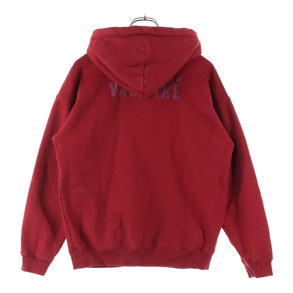 VETEMENTS(ヴェトモン) I'M PROBABLY LYING アイムプロバブリーライイング エンブロイダリー プルオーバーフーディー パーカー スウェット レッド 82-231-74-090708