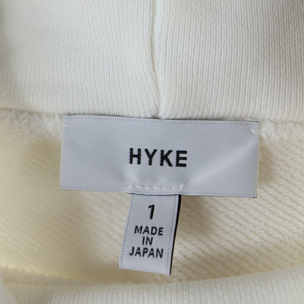 HYKE(ハイク) カットオフ フーデット ハイウエスト スウェットパーカー ホワイト 191-12242 レディース