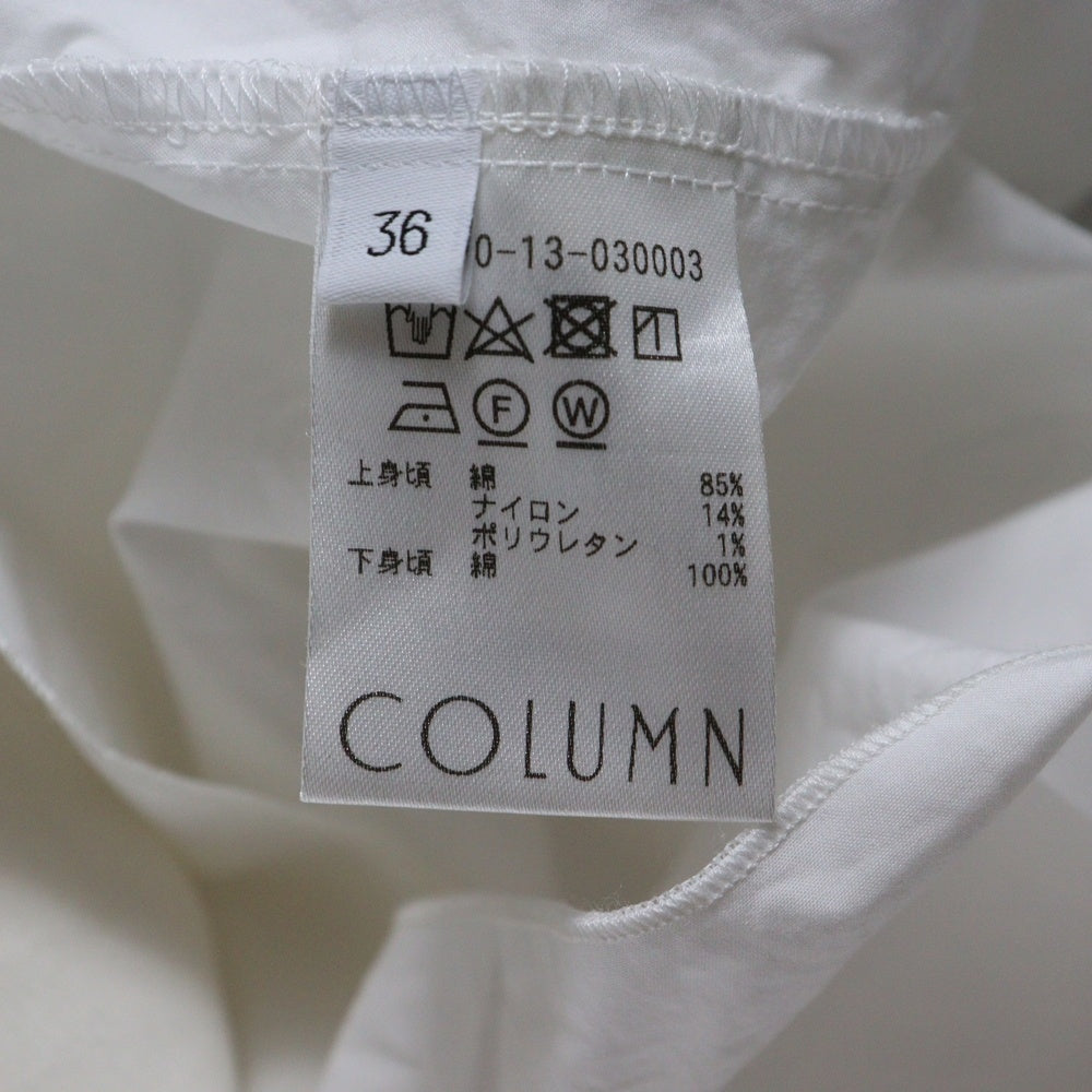 COLUMN(コラム) ウエストギャザー切り替え フレンチスリーブ ショートワンピース ホワイト レディース