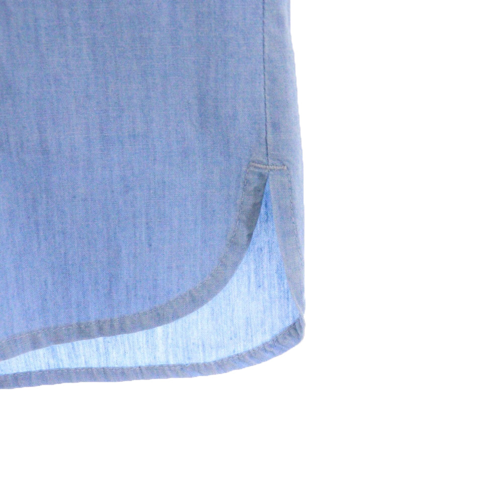A.P.C(アーペーセー) 猫目ボタン シャンブレー ベースボール半袖シャツ インディゴ 4114413