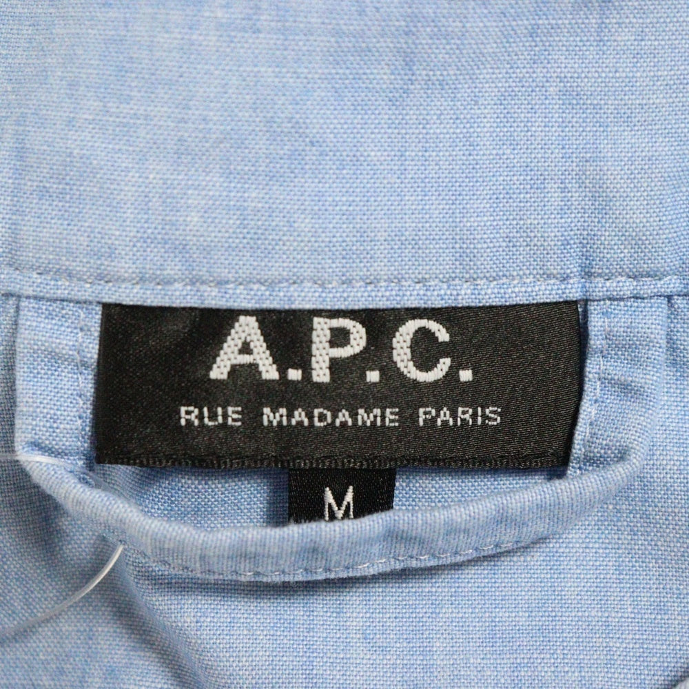 A.P.C(アーペーセー) 猫目ボタン シャンブレー ベースボール半袖シャツ インディゴ 4114413