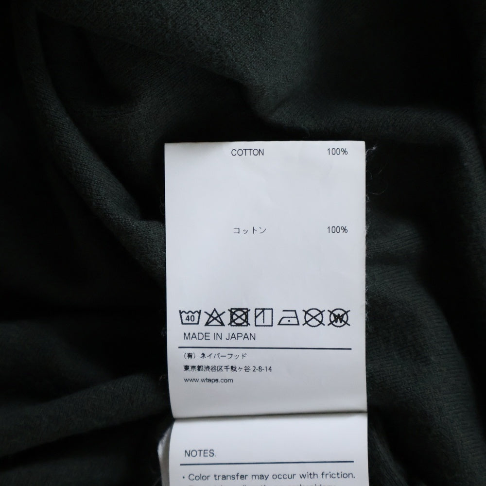 WTAPS(ダブルタップス) 22SS CROSS SS TEE COTTON バッククロスプリント クルーネック 半袖Tシャツ カットソー ダークグリーン 221ATDT-CSM15
