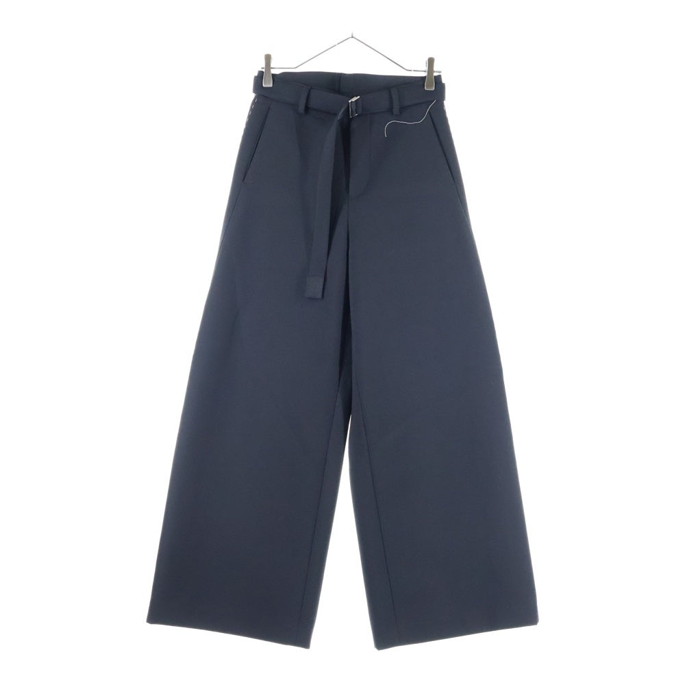 Sacai(サカイ) 23AW SUITING BONDING PANTS スーチング ボンディング ベルテッド ワイドパンツ ブラック レディース 23-06908