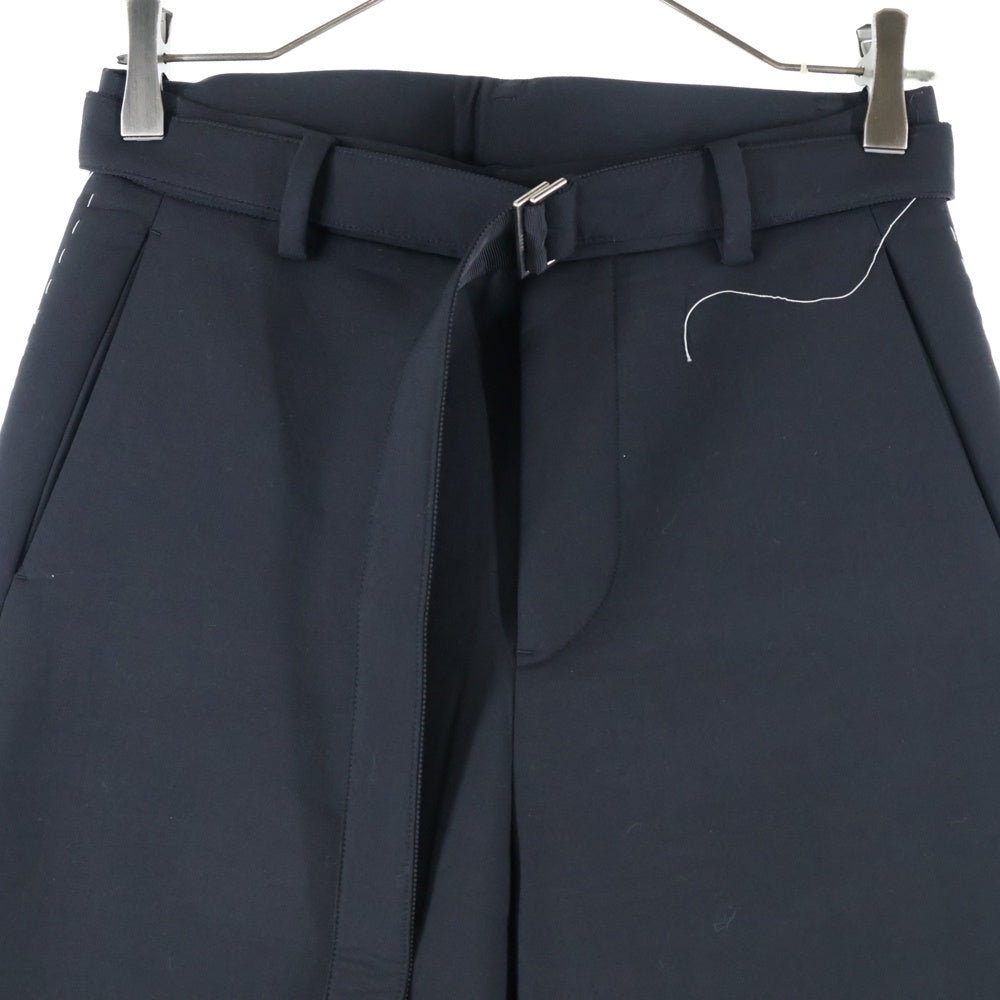 Sacai(サカイ) 23AW SUITING BONDING PANTS スーチング ボンディング ベルテッド ワイドパンツ ブラック レディース 23-06908