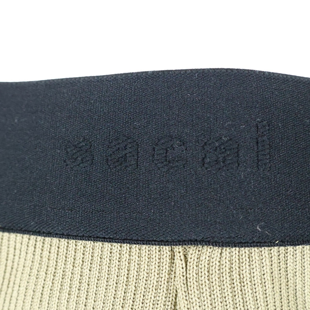 Sacai(サカイ) 23SS ウエストマーク ニットドッキング フレアパンツ カーキ レディース 23-06603