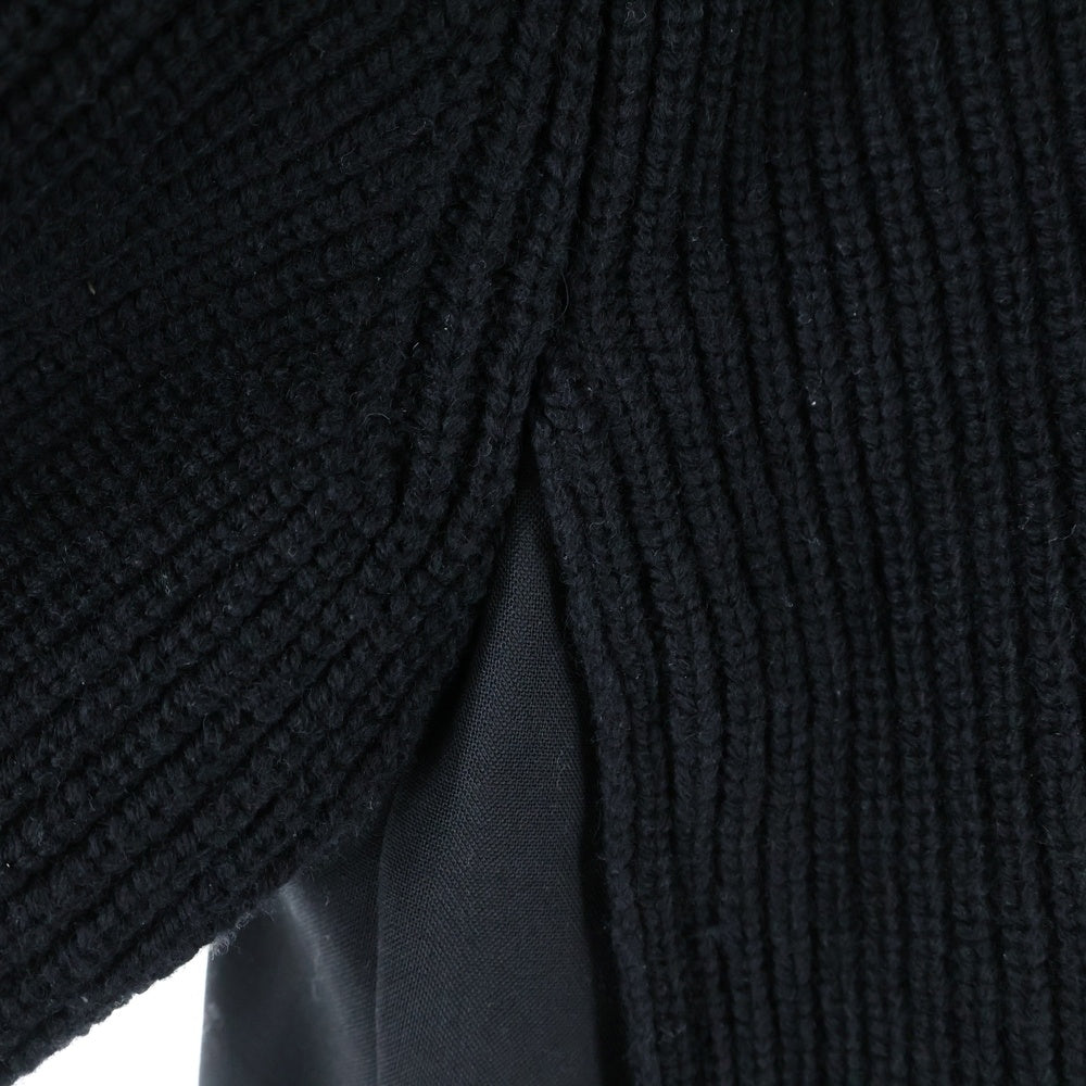 Sacai(サカイ) 23AW ニットドッキング ハイネック ジップアップ コート ブラック レディース 23-06909
