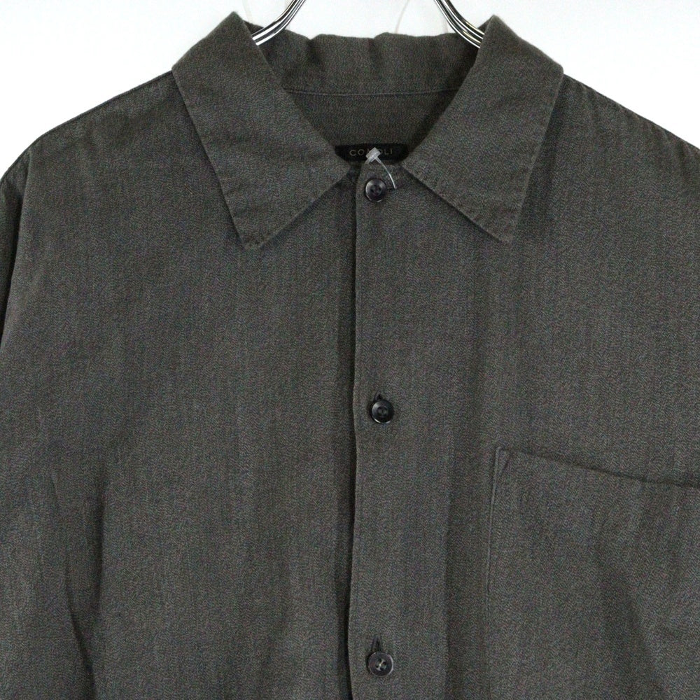 COMOLI(コモリ) 20AW ヨリ杢 オープンカラー 長袖シャツ グレー S03-02005