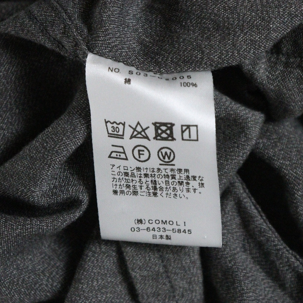 COMOLI(コモリ) 20AW ヨリ杢 オープンカラー 長袖シャツ グレー S03-02005