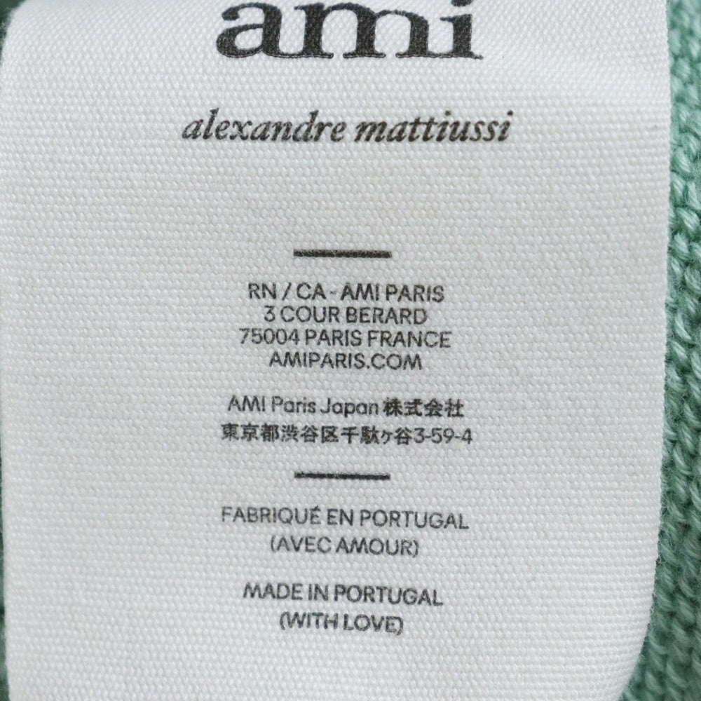 AMI Alexandre Mattiussi(アミアレクサンドルマテュッシ) BIG HEART INTARSIA OVERSIZE KNIT ビッグハート インターシャ オーバーサイズ ニット セーター グリーン E21HK009.016