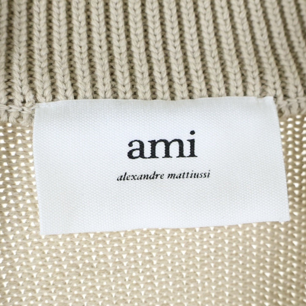 AMI Alexandre Mattiussi(アミアレクサンドルマテュッシ) BIG HEART KNIT CARDIGAN ビッグハートロゴ ニットカーディガン ベージュ E22UKC003.016