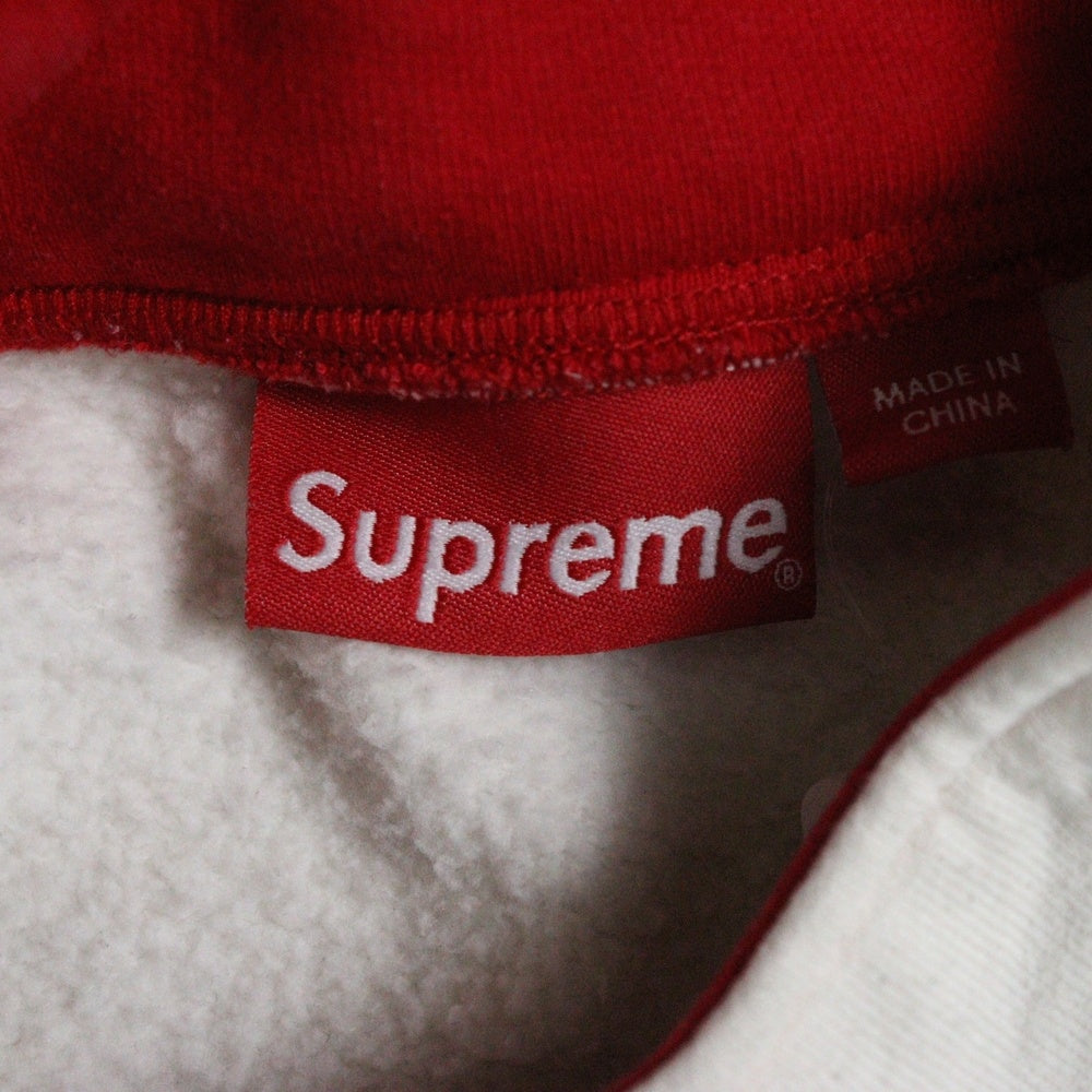 SUPREME(シュプリーム) 22AW Washed Half Zip Pullover ウォッシュド ハーフジップ プルオーバースウェットトレーナー アイボリー/レッド