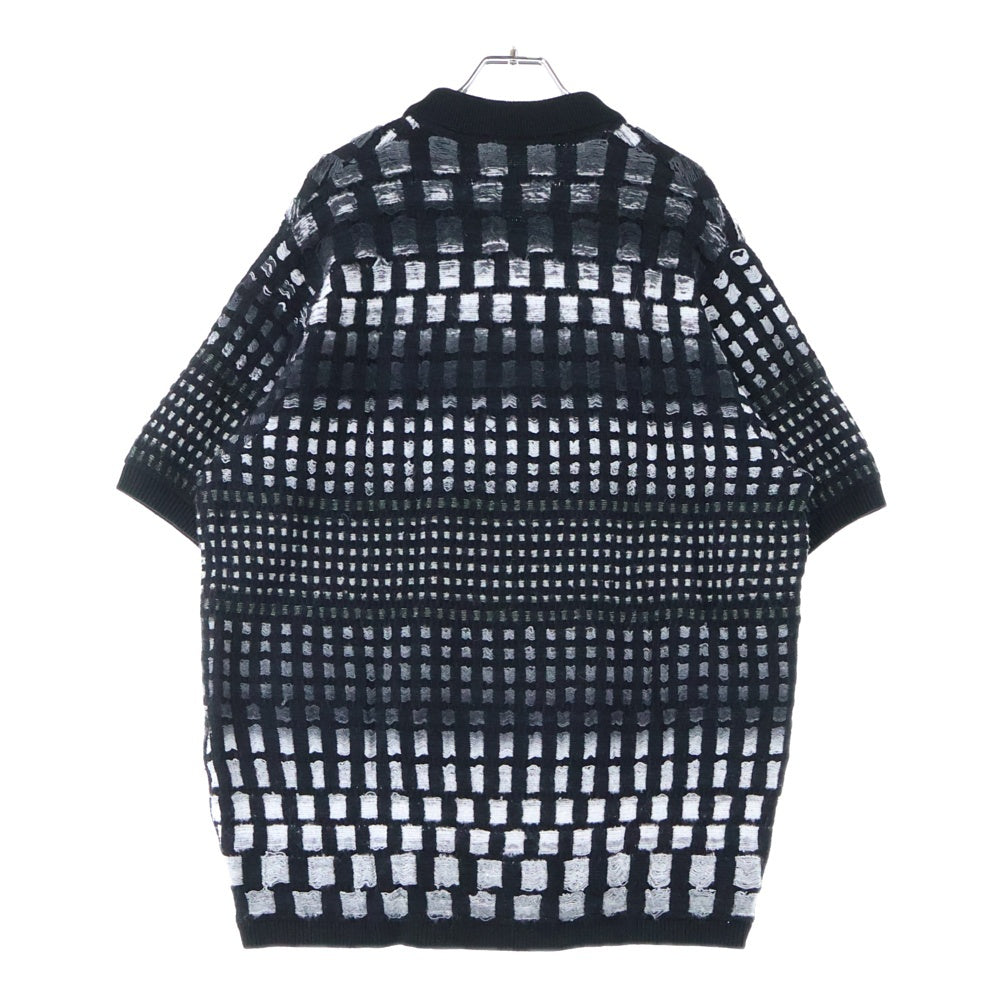 SUPREME(シュプリーム) 23SS Gradient Grid Zip Up Polo グラデーション グリッド ジップアップ半袖ポロシャツ カットソー ブラック/グレー