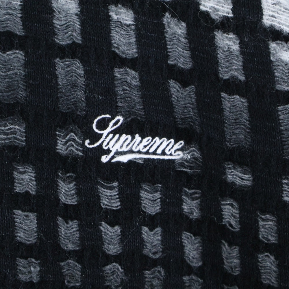 SUPREME(シュプリーム) 23SS Gradient Grid Zip Up Polo グラデーション グリッド ジップアップ半袖ポロシャツ カットソー ブラック/グレー