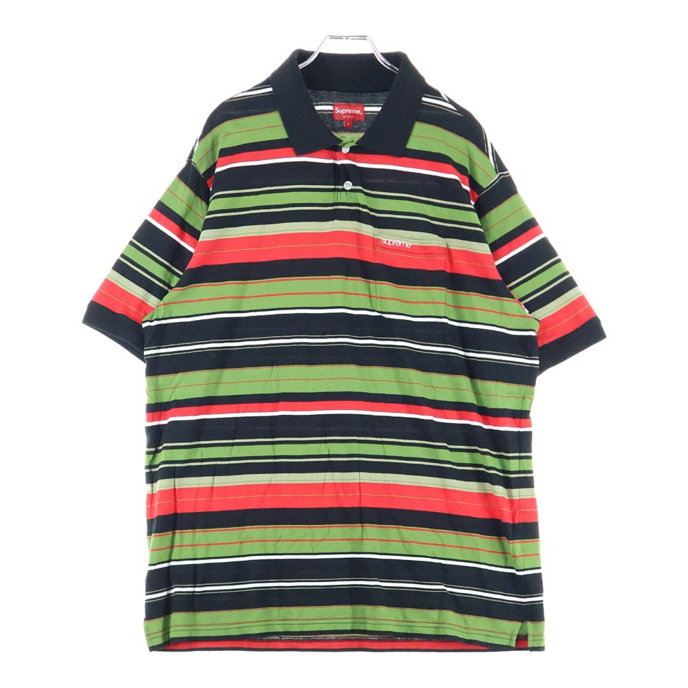 SUPREME(シュプリーム) 23SS Multi Stripe Polo マルチストライプ ロゴエンブロイダリー 半袖ポロシャツ カットソー マルチカラー