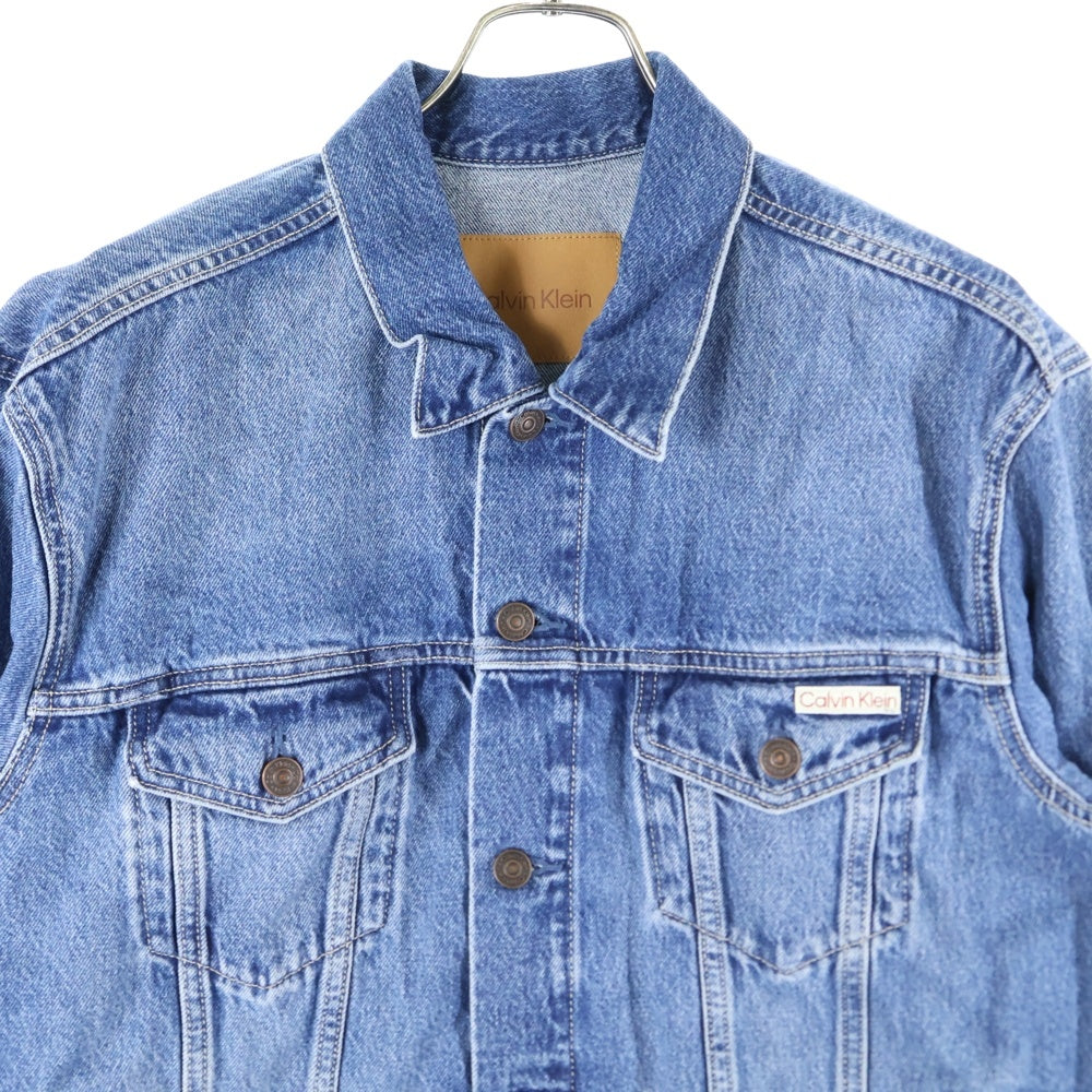 Calvin Klein(カルバンクライン) LOGO DENIM JACKET ロゴパッチ デニム トラッカージャケット インディゴ 40TM715