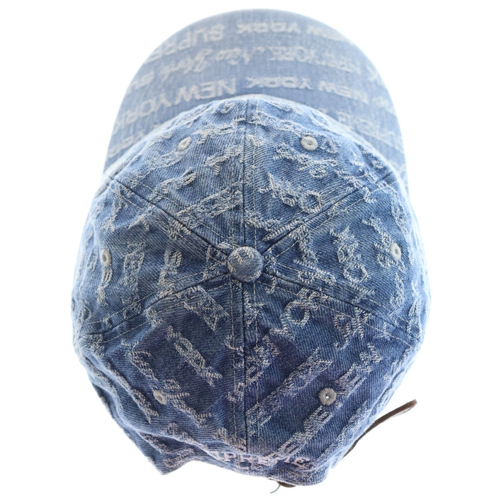 SUPREME(シュプリーム) 22AW Multi Type Jacquard Denim 6-Panel マルチタイプジャガード ロゴ総柄 6パネル デニム キャップ 帽子 インディゴブルー