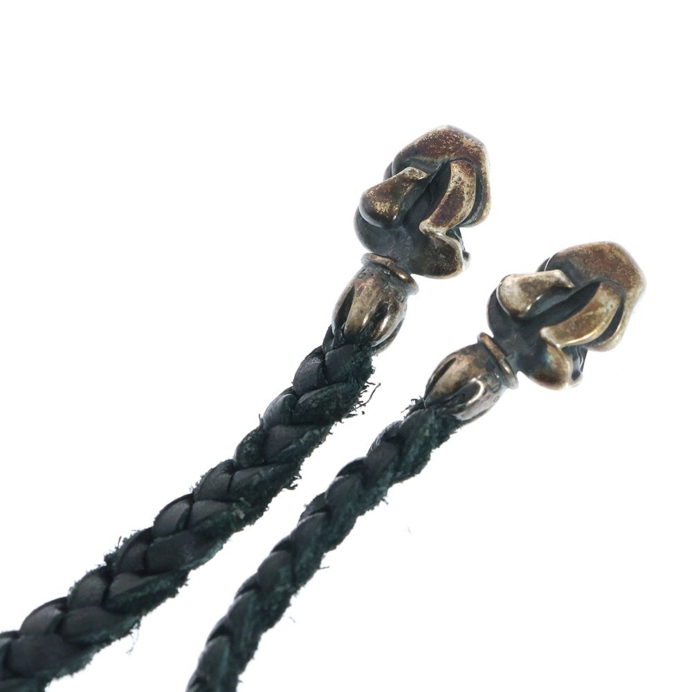 CHROME HEARTS(クロムハーツ) LIPS TONGUE CHARM リップアンドタンチャーム レザーブレイド ネックレス シルバー/ブラック