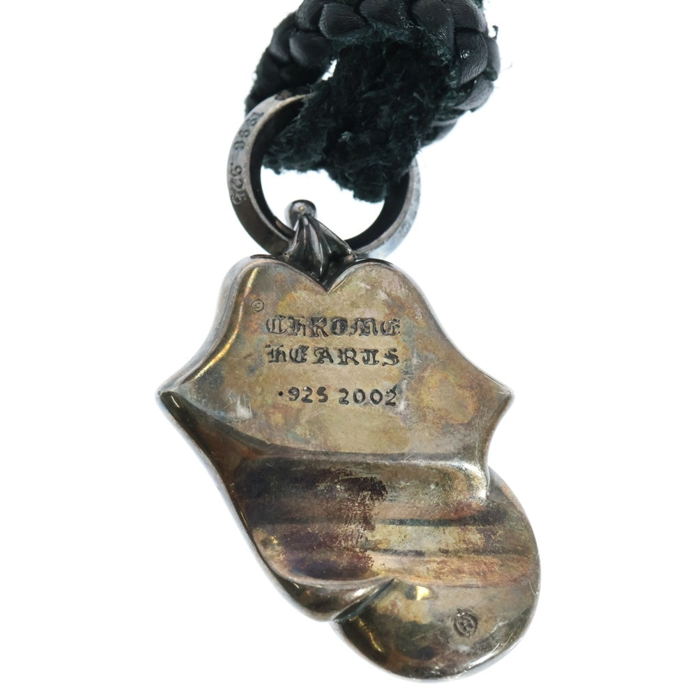 CHROME HEARTS(クロムハーツ) LIPS TONGUE CHARM リップアンドタンチャーム レザーブレイド ネックレス シルバー/ブラック
