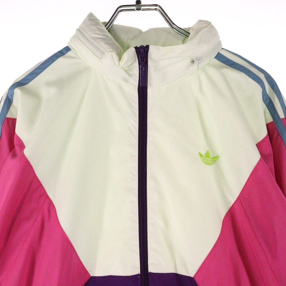 adidas(アディダス) AWV002 切り替え ジップアップ ナイロントラックジャケット ピンク/パープル/ホワイト