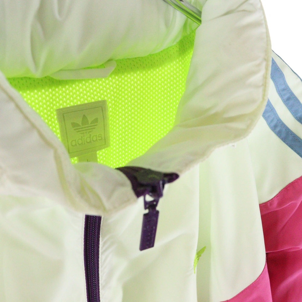 adidas(アディダス) AWV002 切り替え ジップアップ ナイロントラックジャケット ピンク/パープル/ホワイト