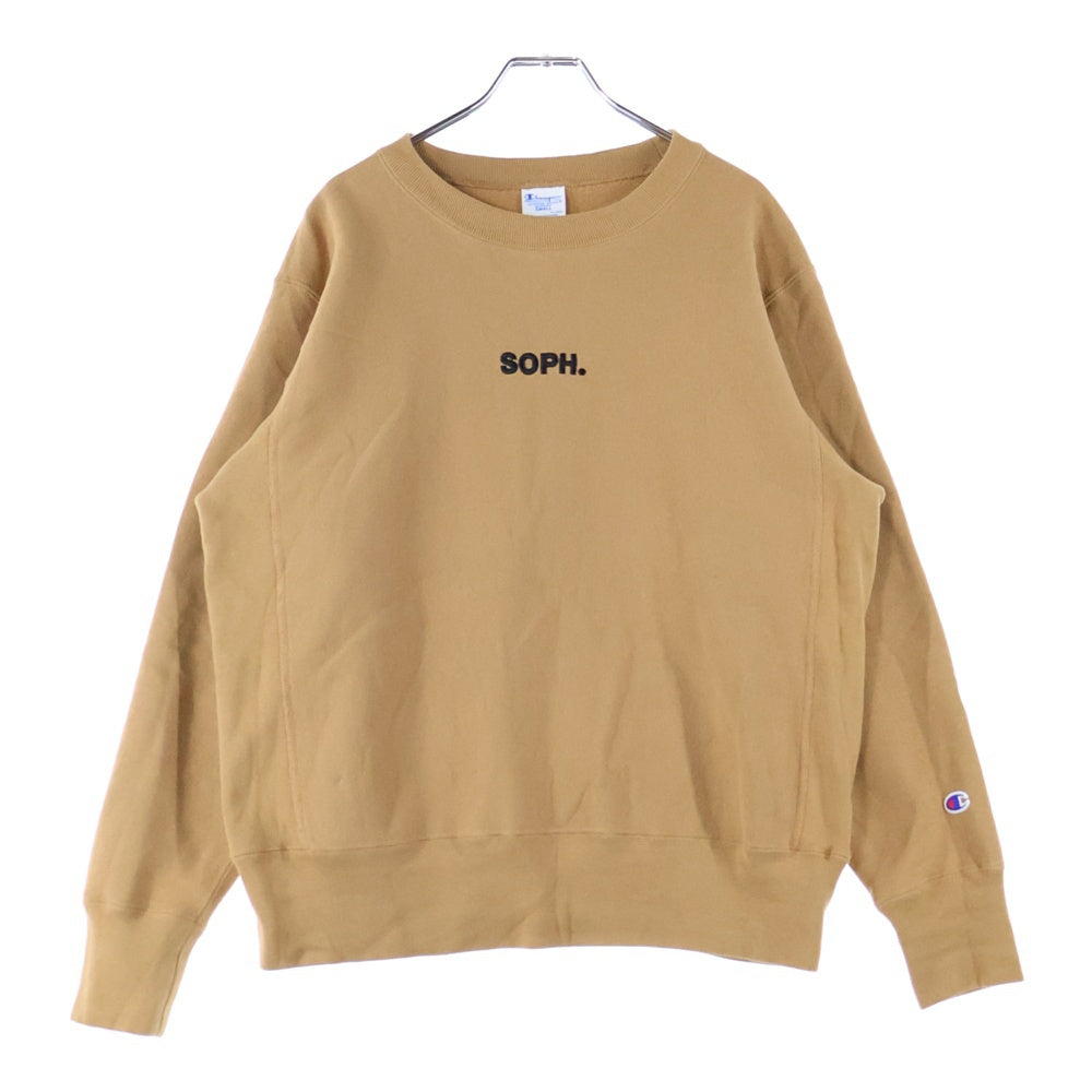 CHAMPION(チャンピオン) ×SOPH. REVERSE WEAVE CREWNECK SWEAT ソフ リバースウィーブ フロントロゴ刺繍 スウェット スウェットトレーナー ブラウン C8-A015